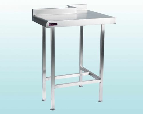 stainless steel table with column cutout